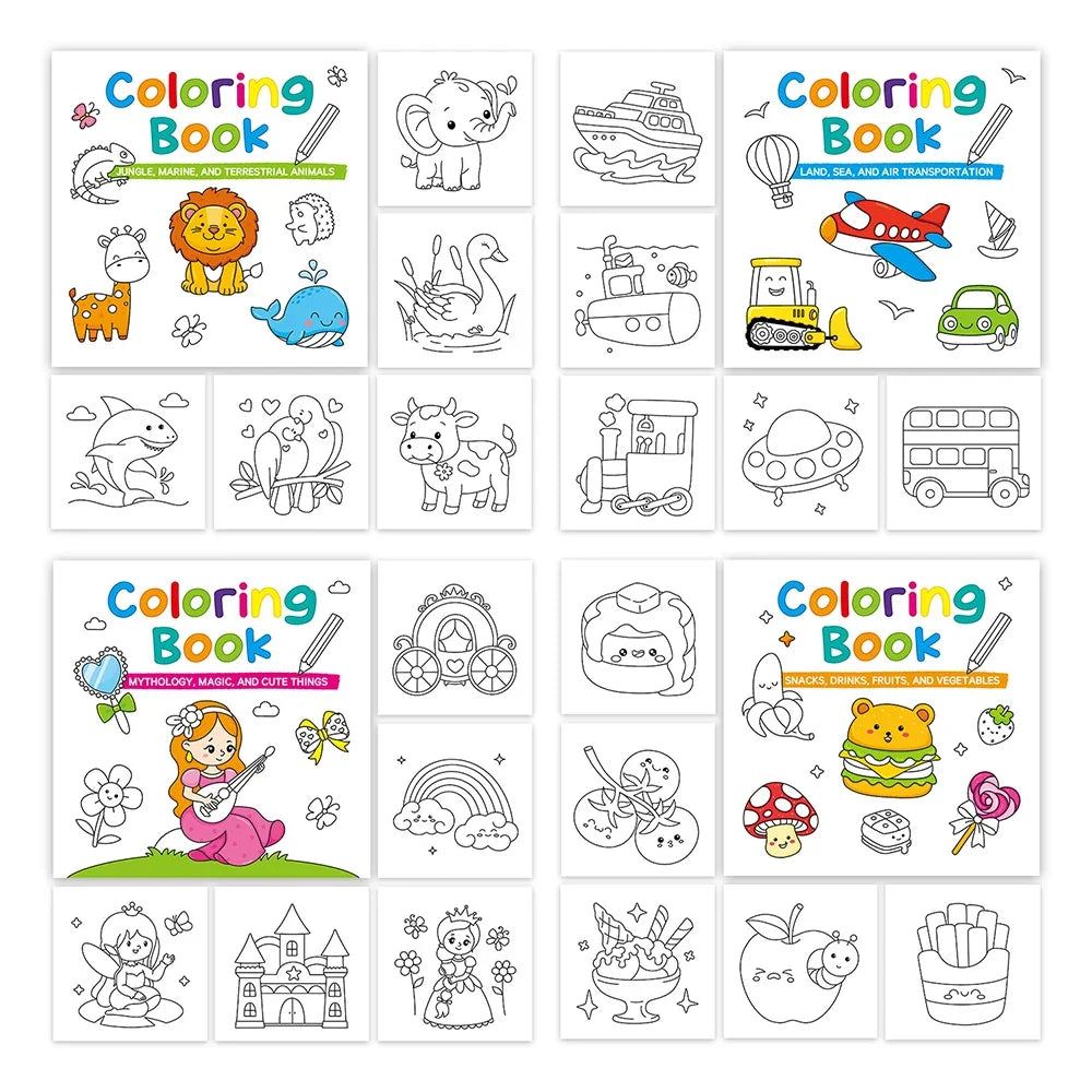 50 Sheets Mini Coloring Book Cartoon Convenient Graffiti