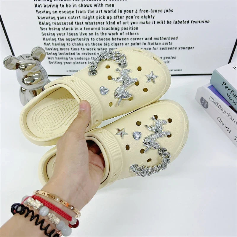 Fashionable Shoe Accessory Made Metal Chain Clasp Removable Suitable