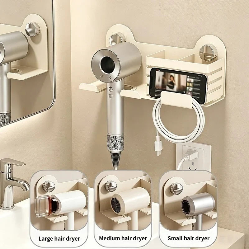 Punch-Free Wall Mount Hair Dryer Holder – Suction Cup Rack