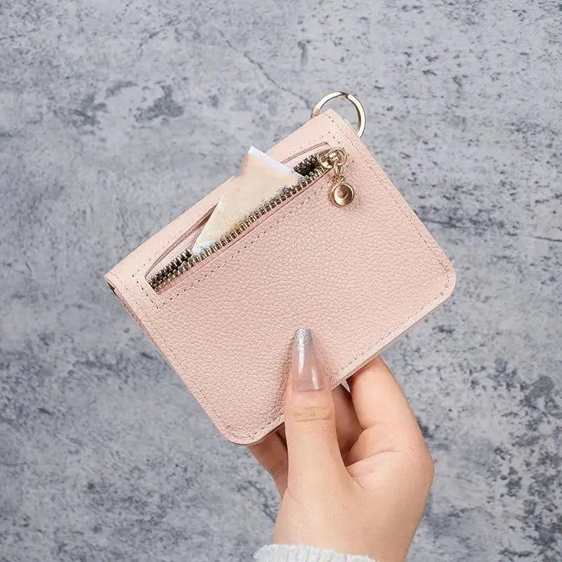 Korean Trifold Women's Wallet – PU Leather Zipper Coin Purse