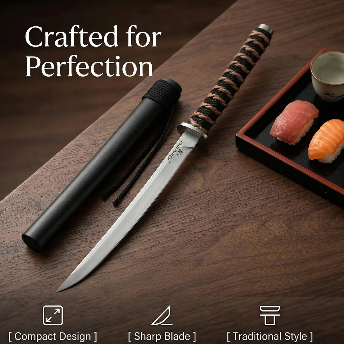 Japanese Sushi Knife with Sheath – Sharp Mini Sashimi Knife