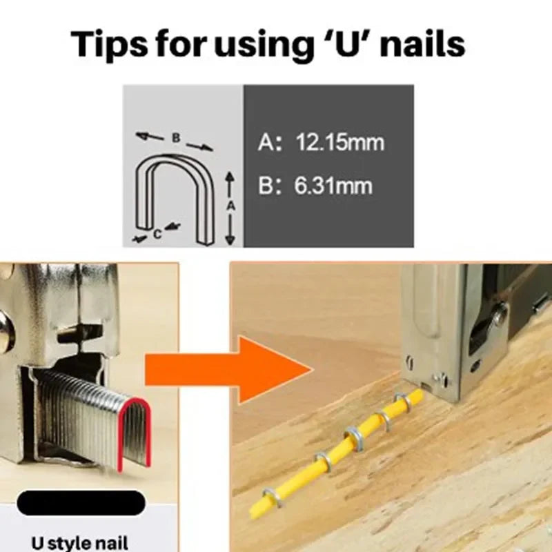 Heavy Duty 3-in-1 Manual Staple Gun Brad Nailer Alloy Steel