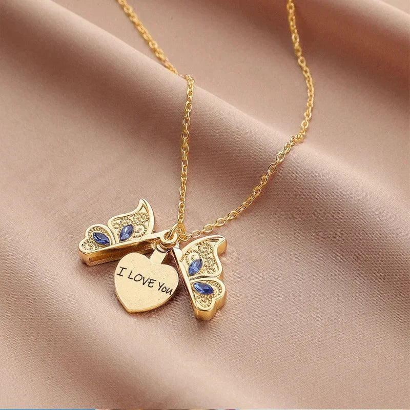 Butterfly "I Love You" Openable Pendant Necklace for Women