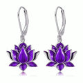 Huitan Blue Lotus Drop Earrings – Silver Tone Fashion Jewelry