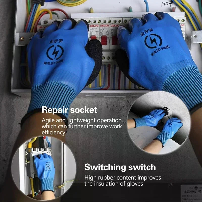 1 Pair 1000V Rubber Touch Screen Insulation Glove Industrial