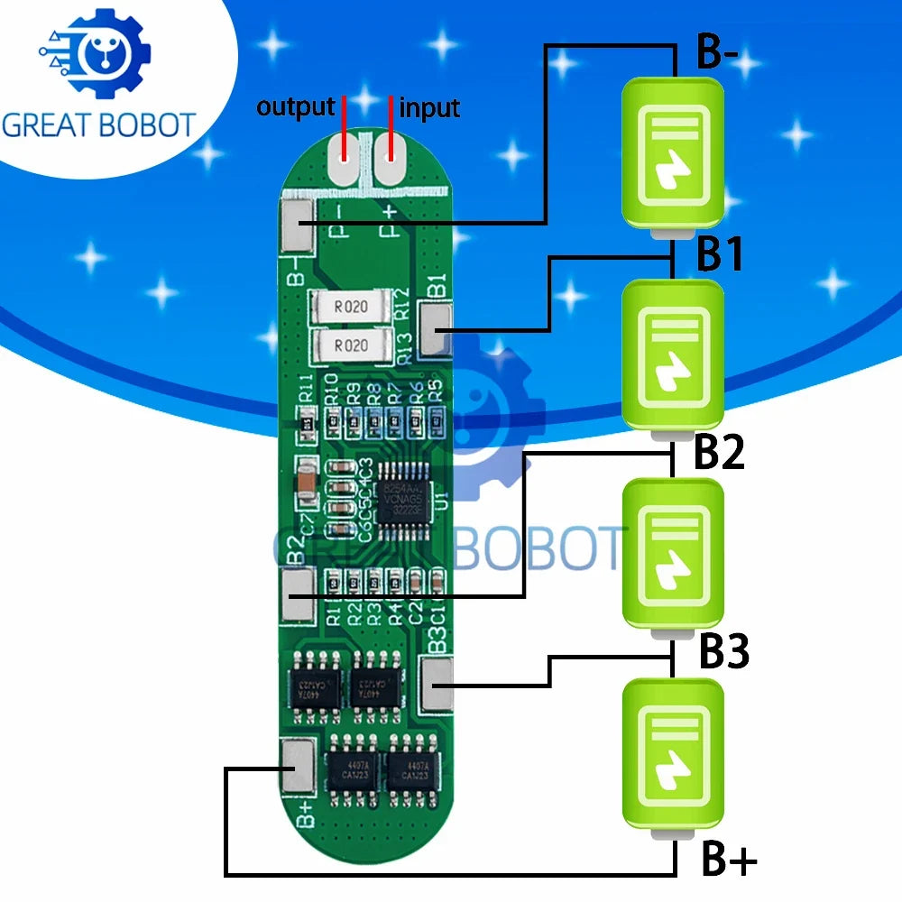 4S 14.8V 12A Li-Ion Battery Charger Board for 18650 Cells