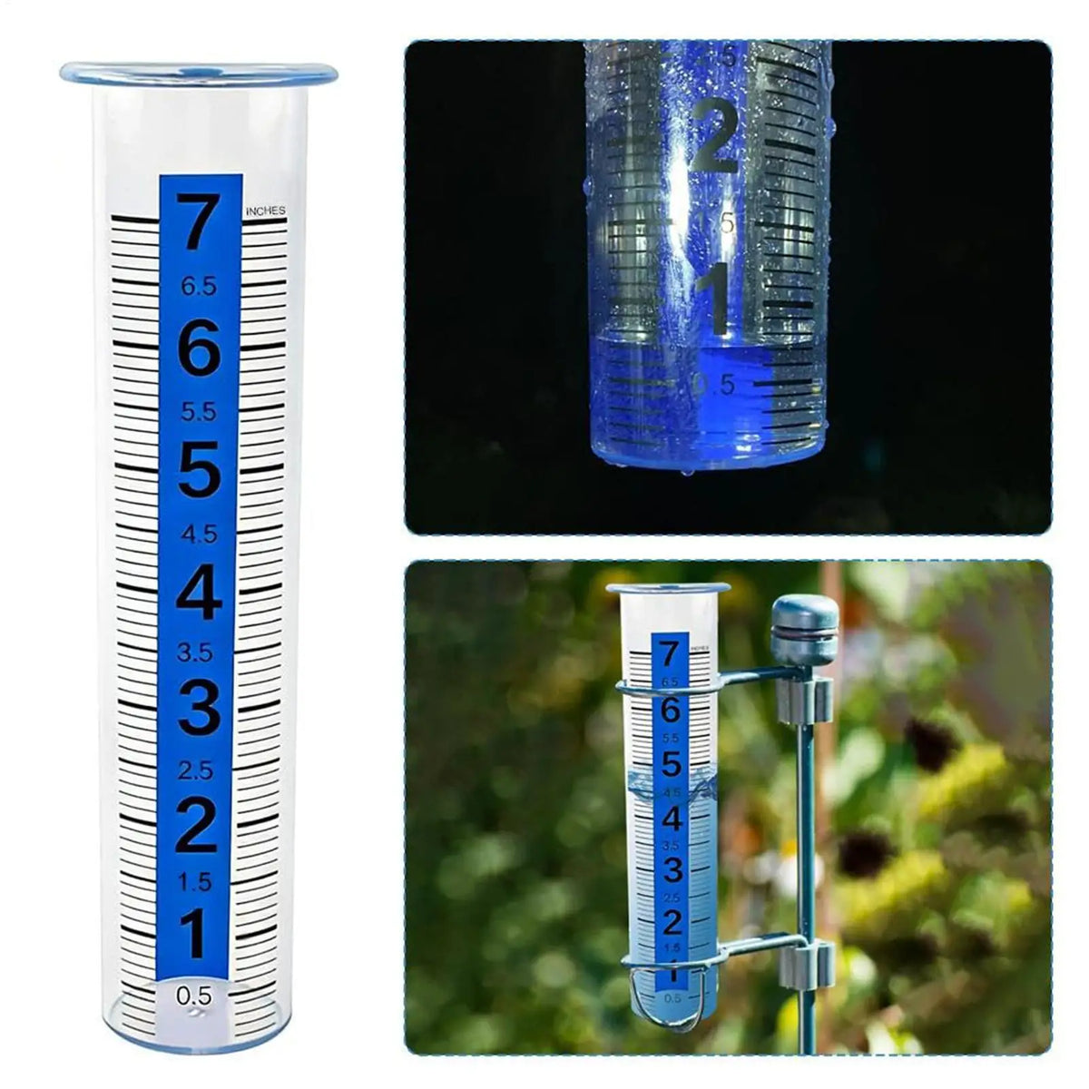 8-Inch Outdoor Rain Gauge – Glow in the Dark, Easy Read