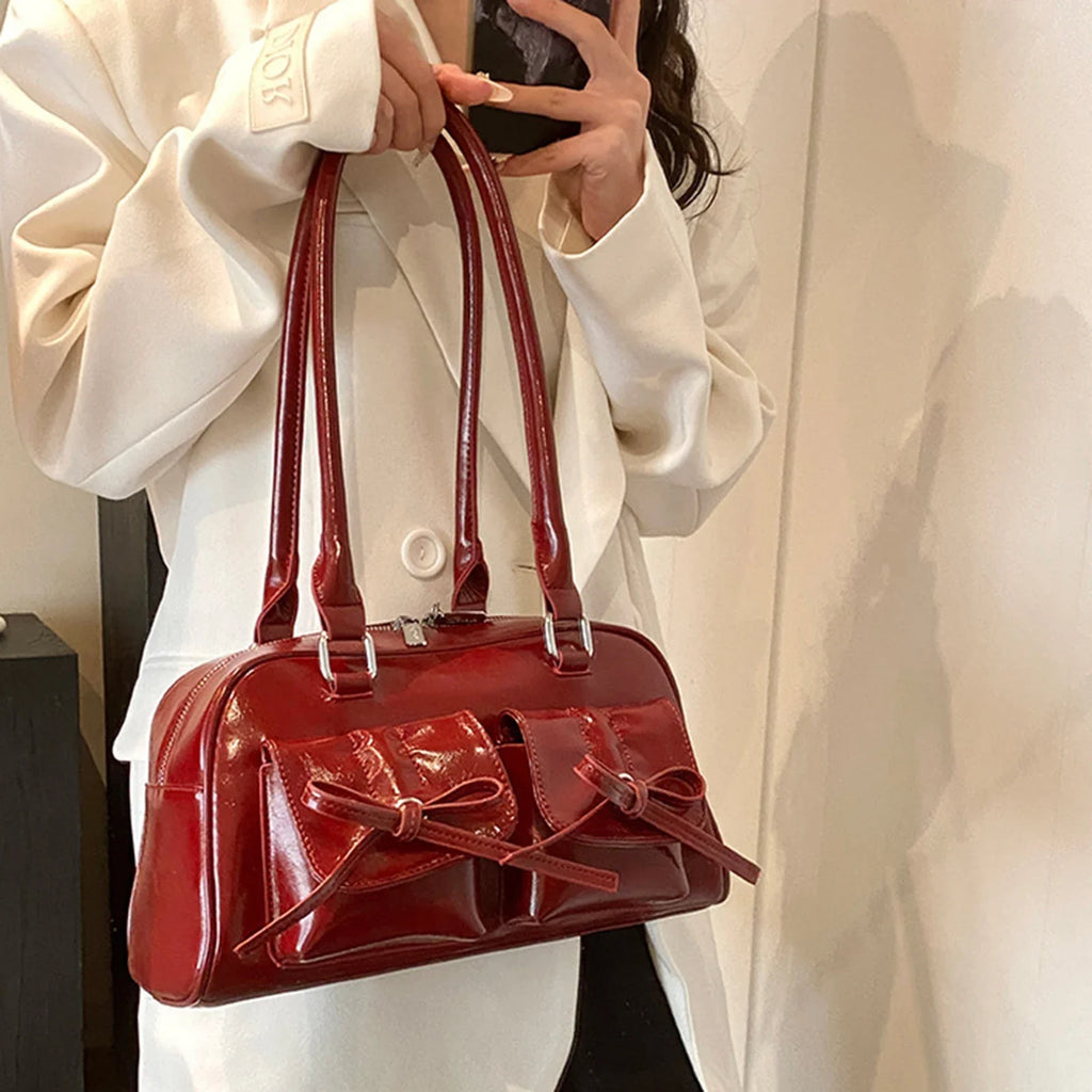 Ladies Elegant PU Leather Shoulder Bag with Bow | Women's Gift