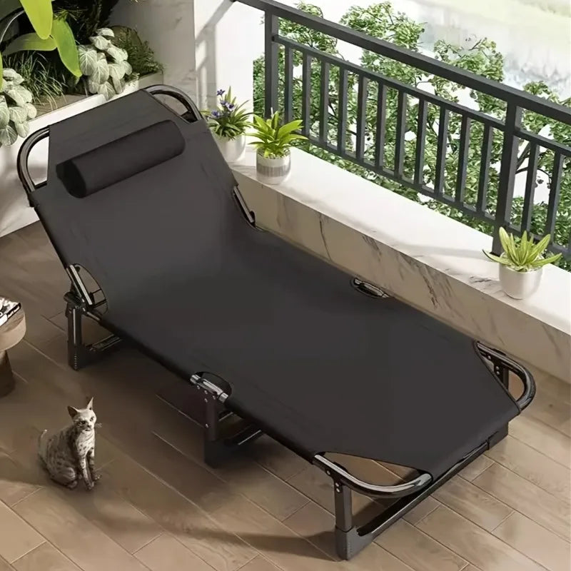 Outdoor Folding Lounge Chair with Headrest | Beach & Poolside