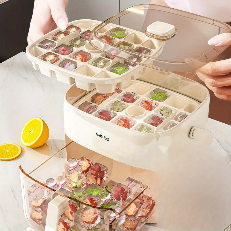 48-Cube Ice Maker Easy Press Cap Easy-press Lid Large Capacity Cube