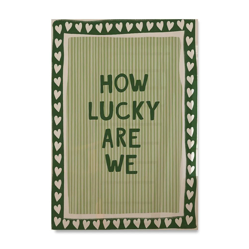 "How Lucky Are We" Unframed Retro Canvas Wall Art Print