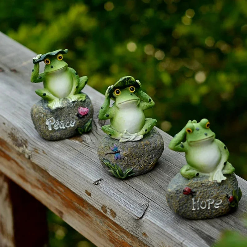 Frog Resin Garden Ornament – Stone Statue for Garden & Home