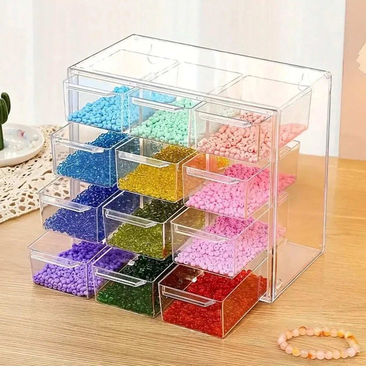 Acrylic Large Capacity Drawer Transparent Divided Beaded Storage Box