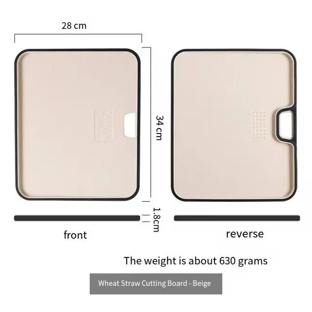 Wheat Straw Cutting Board with Garlic Grinder & Spillover Edge