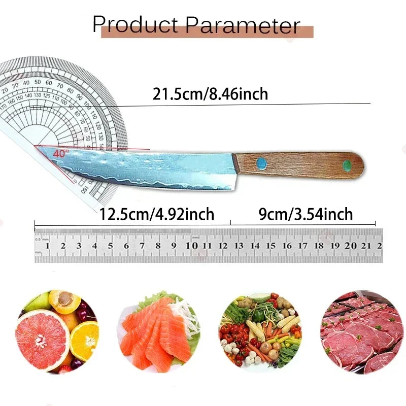 Damascus Steel Chef's Knife – Wood Handle Kitchen Knife