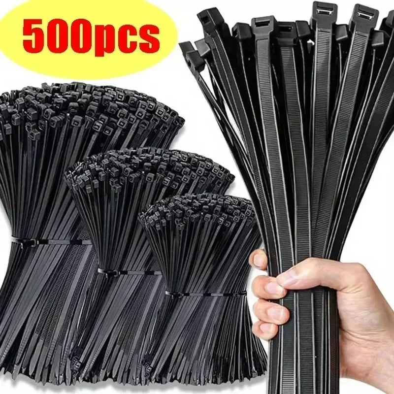Nylon Cable Ties 100/200Pcs – Self-Locking Reusable Zip Ties