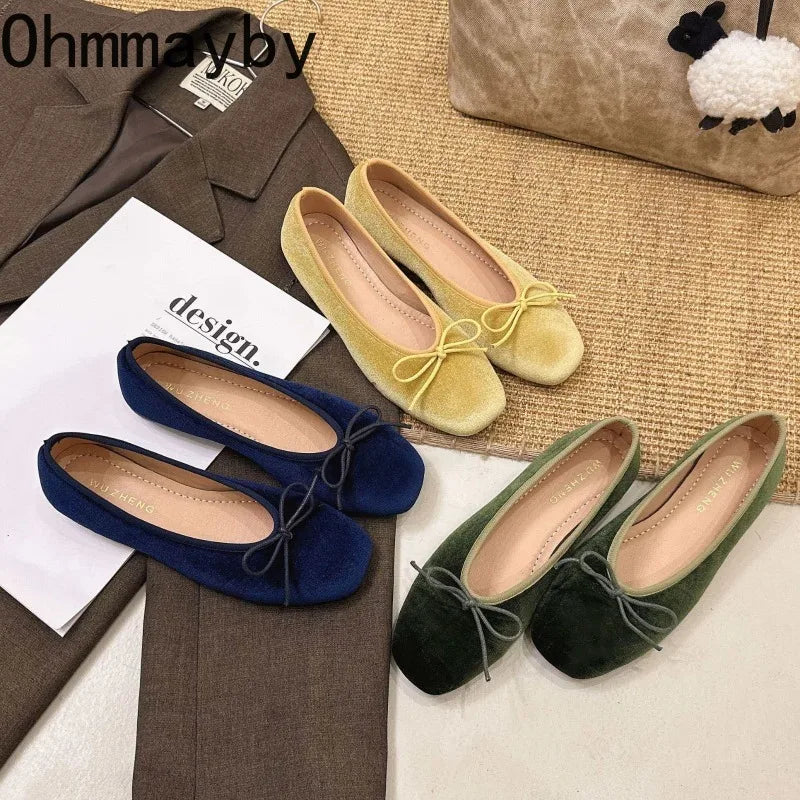 Women's Butterfly-Knot Ballet Flats – Soft Sole Slip-On Dress Shoes
