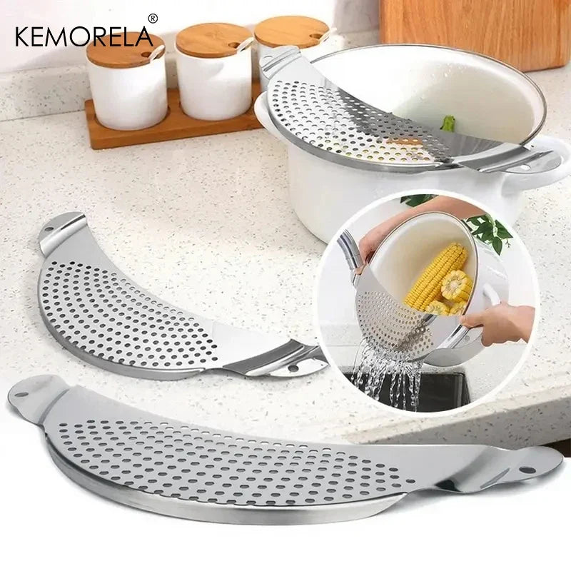 Stainless Steel Pot Side Strainer & Pan Drainer | KEMORELA