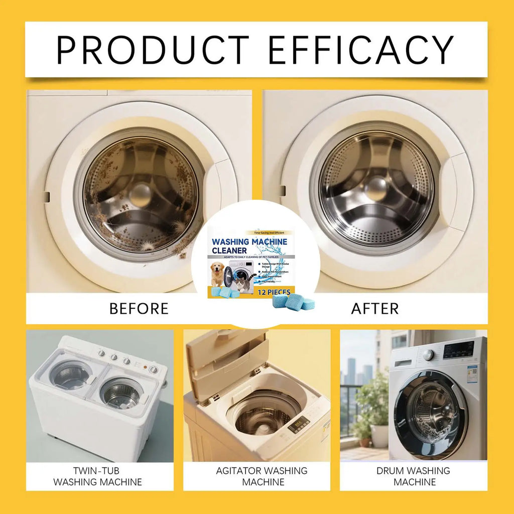 Washing Machine Cleaner Tablets 12-Pack | Deep Cleans All Loaders