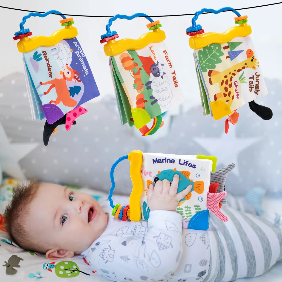 Soft Baby Cloth Book 3D Animal Tail Newborn Montessori Education Toy