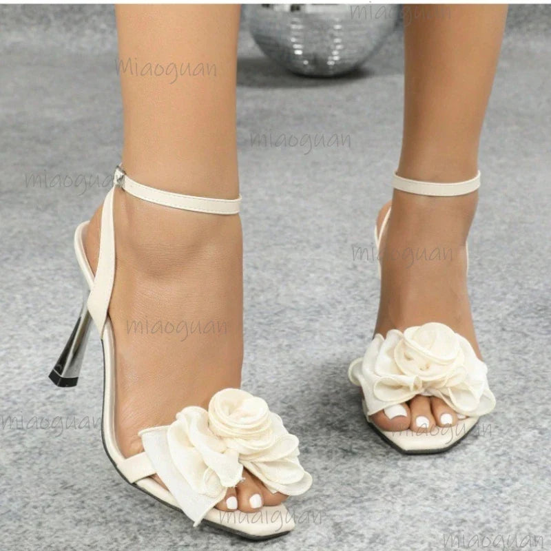 Women's Floral Peep Toe Stiletto Sandals – Party Heeled Pumps
