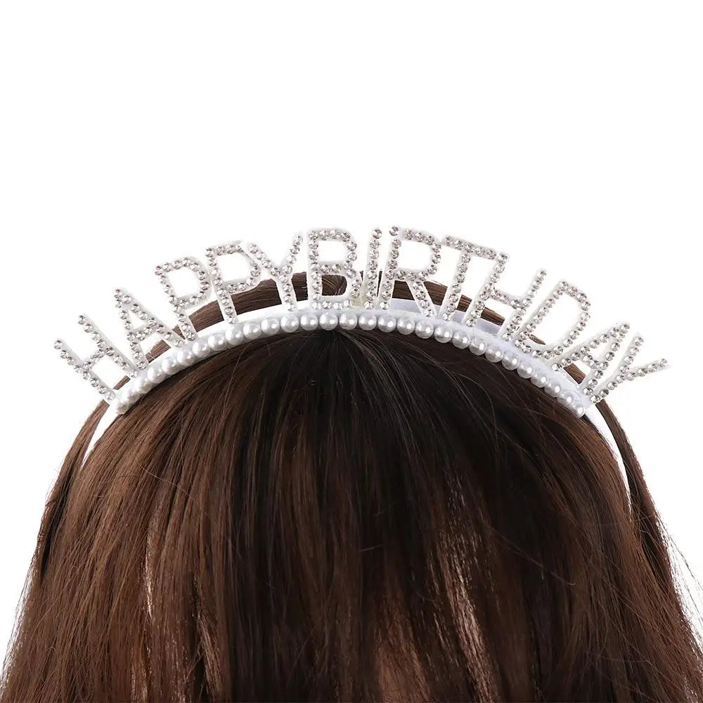 Rhinestone Crown Happy Birthday Headband – Queen Hair Hoop