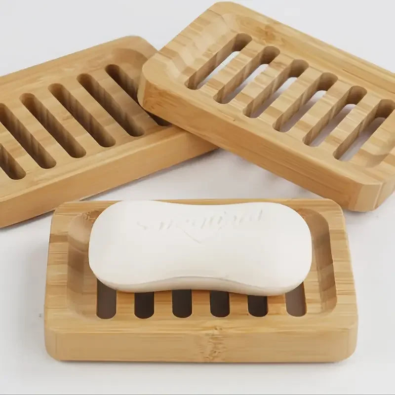 Bamboo Soap Dish with Self-Draining Tray | Wooden Soap Holder