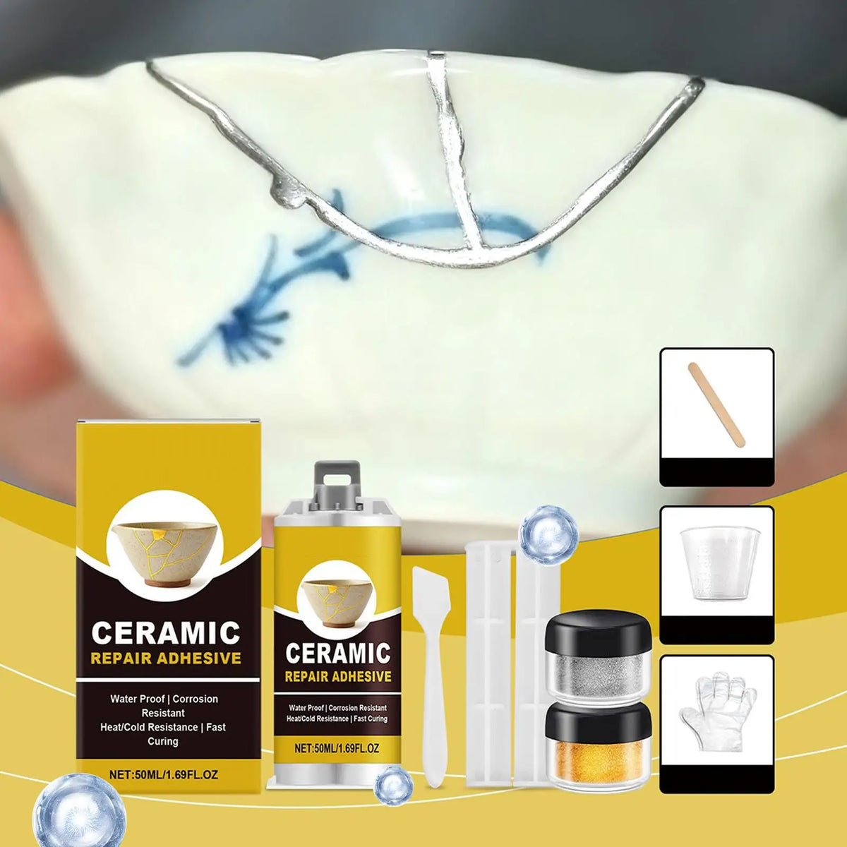Kintsugi Repair Broken Ceramics Glass Glue Adhesive Food Safe Bathtub