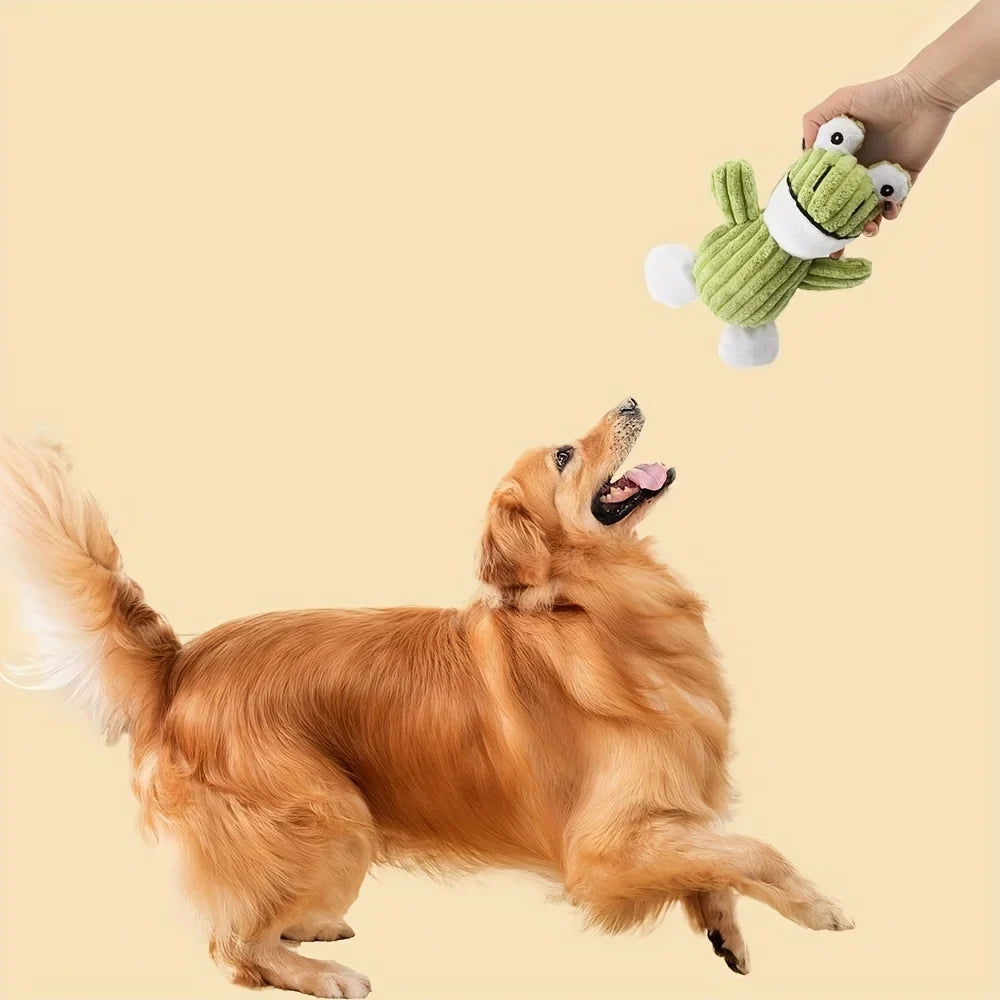 Frog Plush Dog Squeaky Toy – Chew Toy for Puppies & Small Dogs