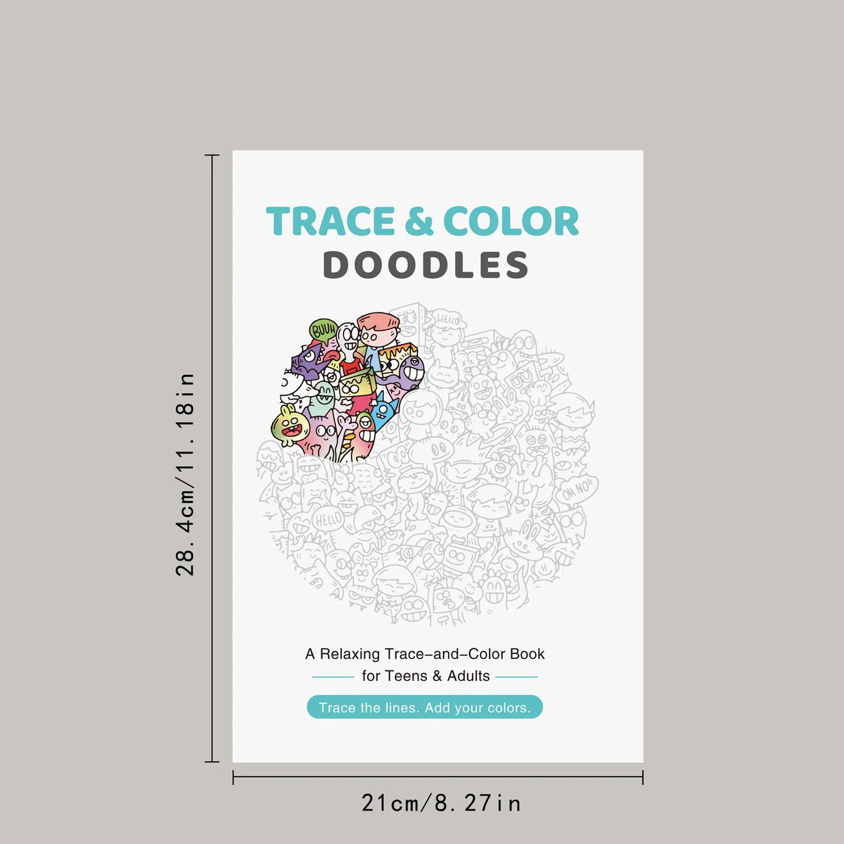 28 Page Trace&color Doodles Coloring Book Relaxing Doodle Art Tracing