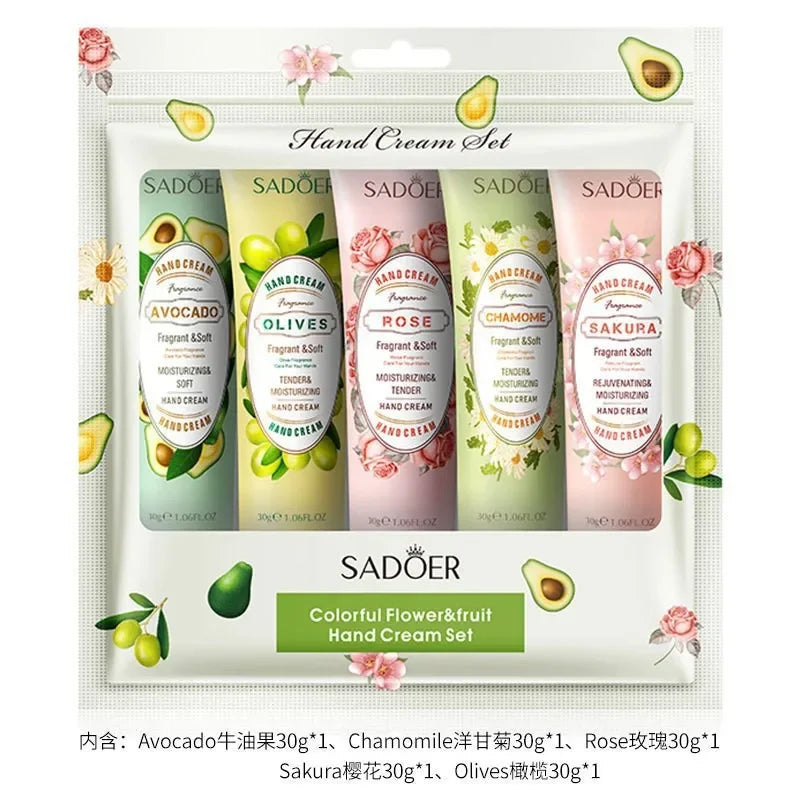 SADOER 5-Piece Fruit Hand Cream Set – Moisturizing Gift