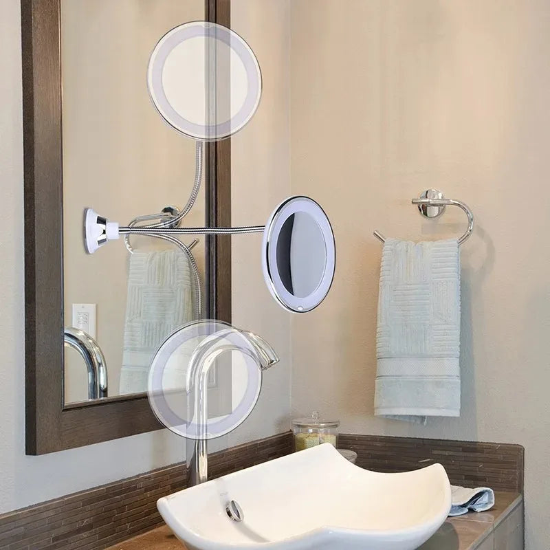 10X LED Magnifying Makeup Mirror | Gooseneck Suction Cup