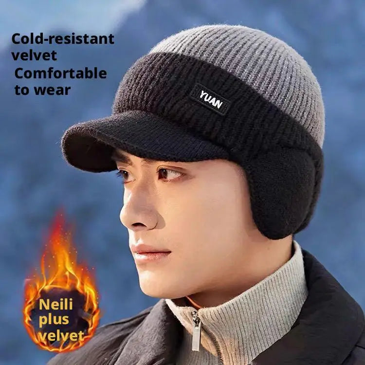 Winter Thermal Knit Baseball Cap with Ear Flaps | Windproof