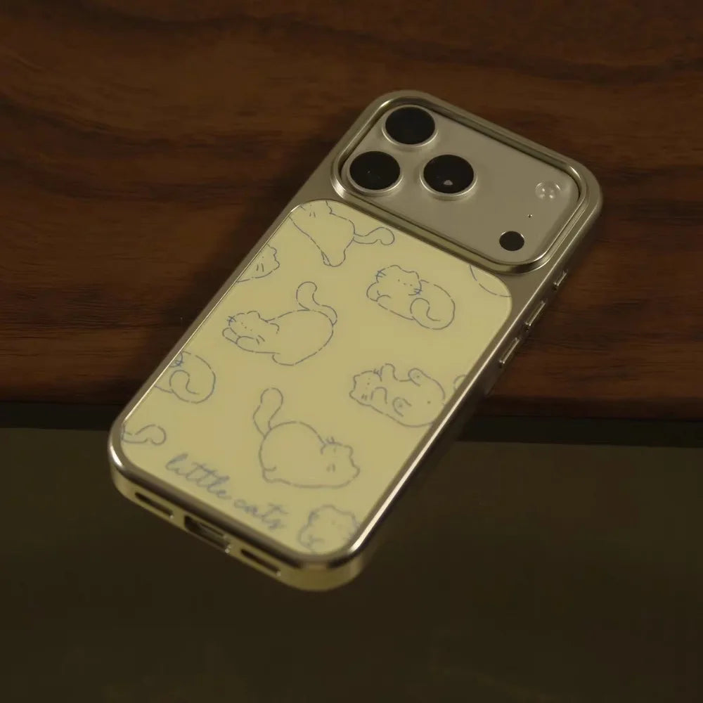 Cute Yellow Cat Epoxy iPhone Case | Shockproof Silver Edge TPU
