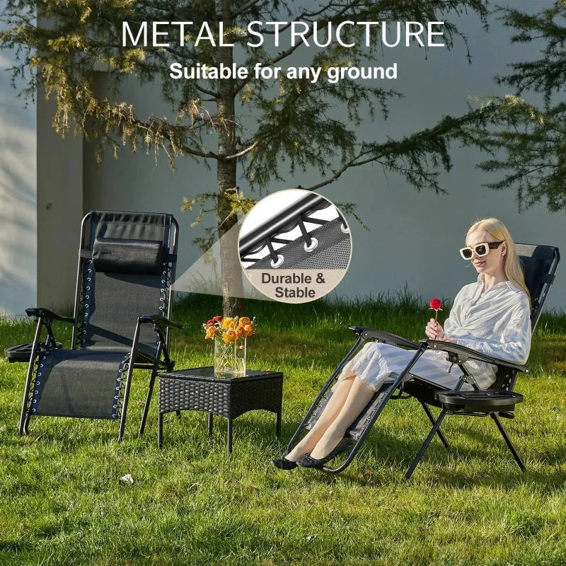 Zero Gravity Recliner Chair – Foldable Outdoor Lounge with Tray