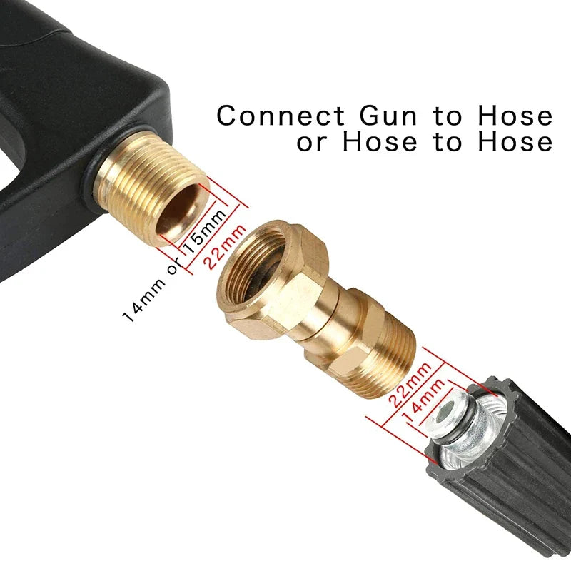 M22 14mm Brass Pressure Washer Swivel Joint Connector 360°