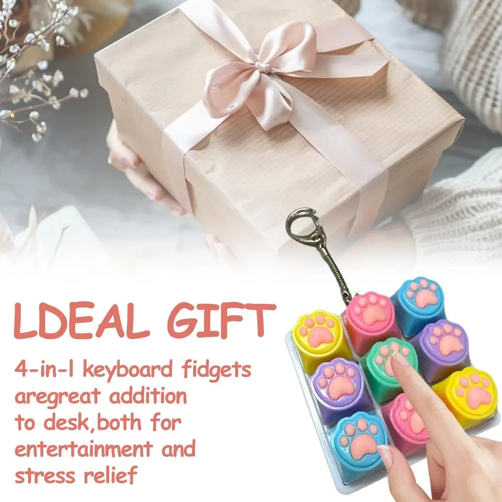 Cat Claw 9-Key Fidget Keyboard Keychain | Clicker Toy Gift