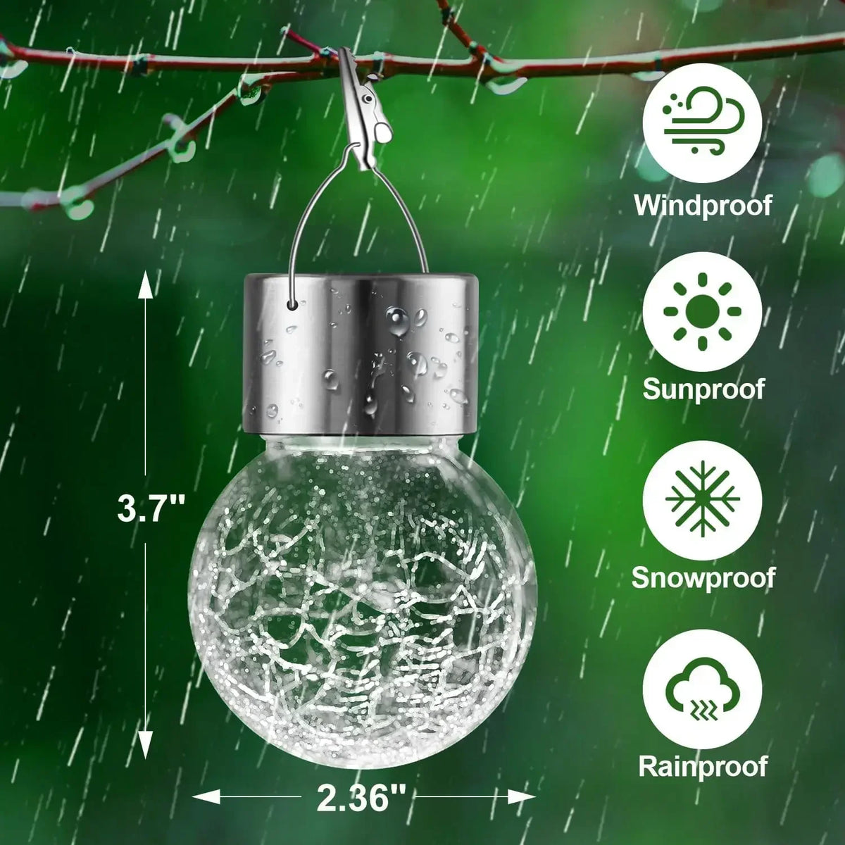 Solar Hanging Garden Lights – LED Cracked Glass Ball Lanterns
