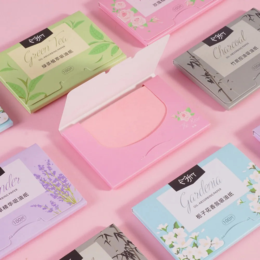 Green Tea & Lavender Facial Oil Blotting Papers – 100 Sheets