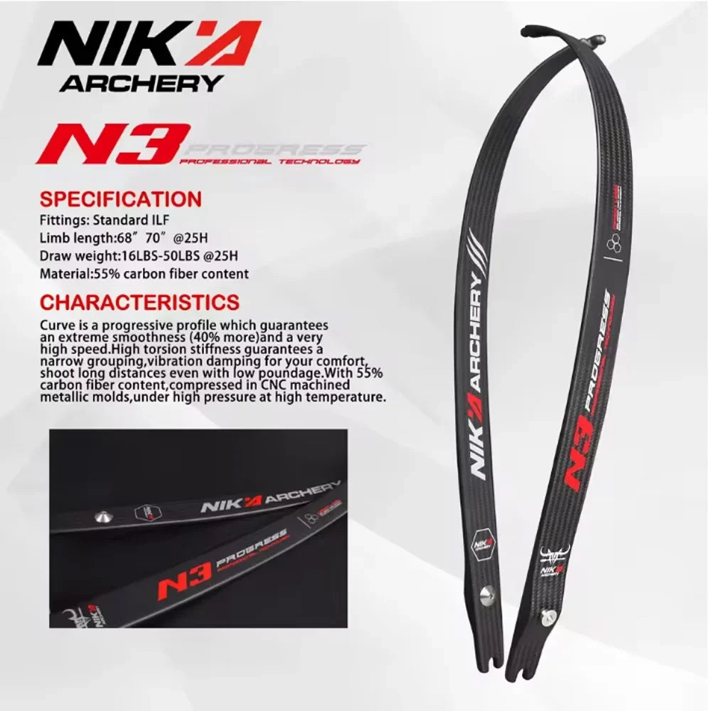 Archery ILF Recurve Bow Limbs C1 C2 S2 S3 S7 N3 Carbon Fiber Limb 68