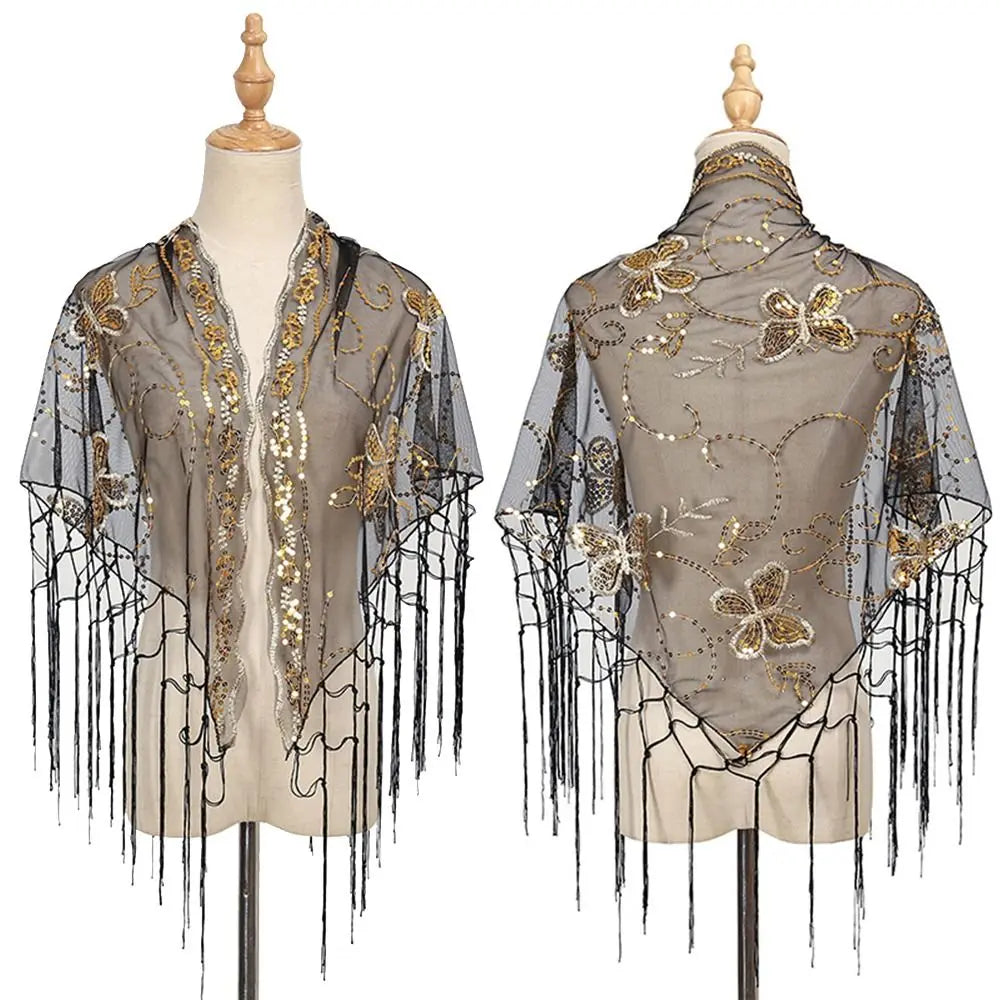Women's Floral Lace Scarf Shawl – Boho Headscarf & Bandana