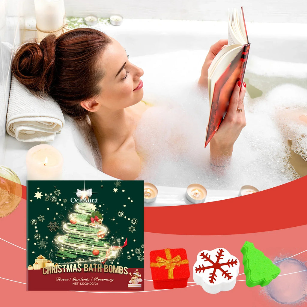 OceAura Christmas Spa Bath Bombs – Moisturizing Gift Set 120g