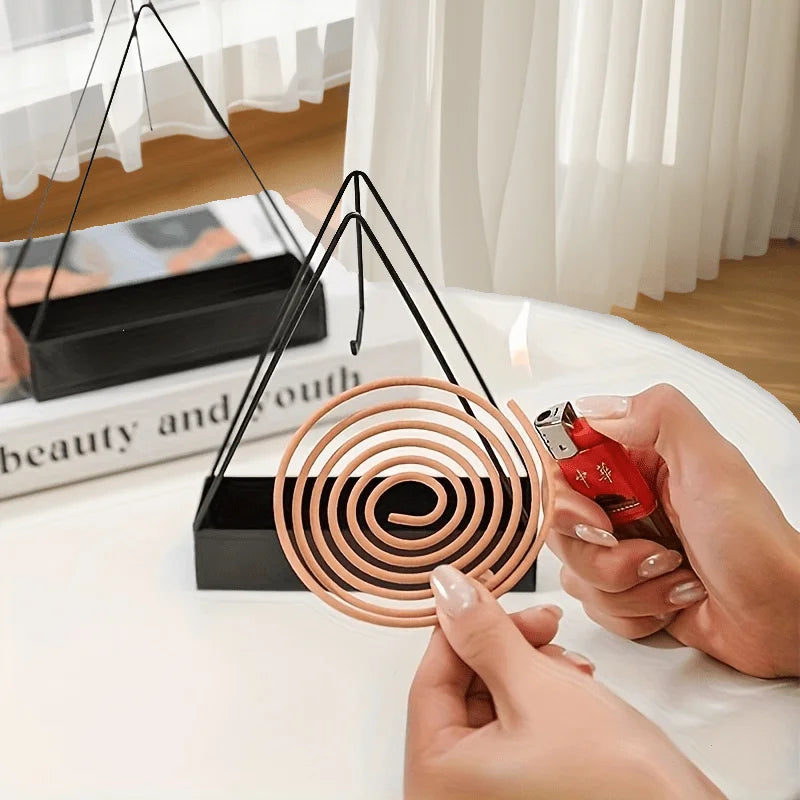 Metal Hanging Mosquito Coil Holder Triangular Ash Collector Stand