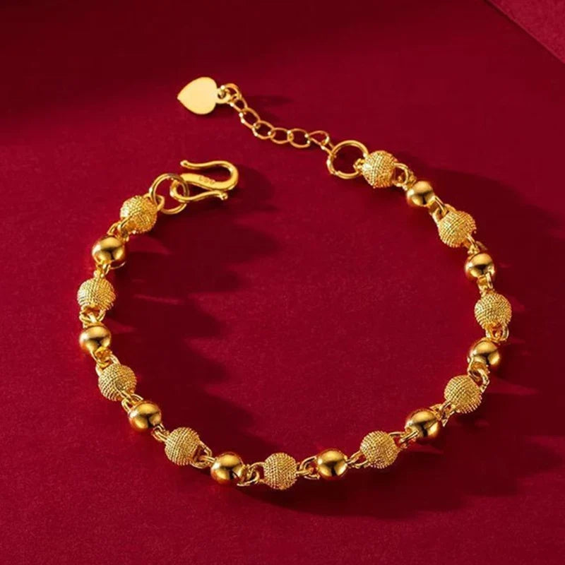 Gold Plated Ball Bead Bracelet – Women's Fashion Chain Jewelry