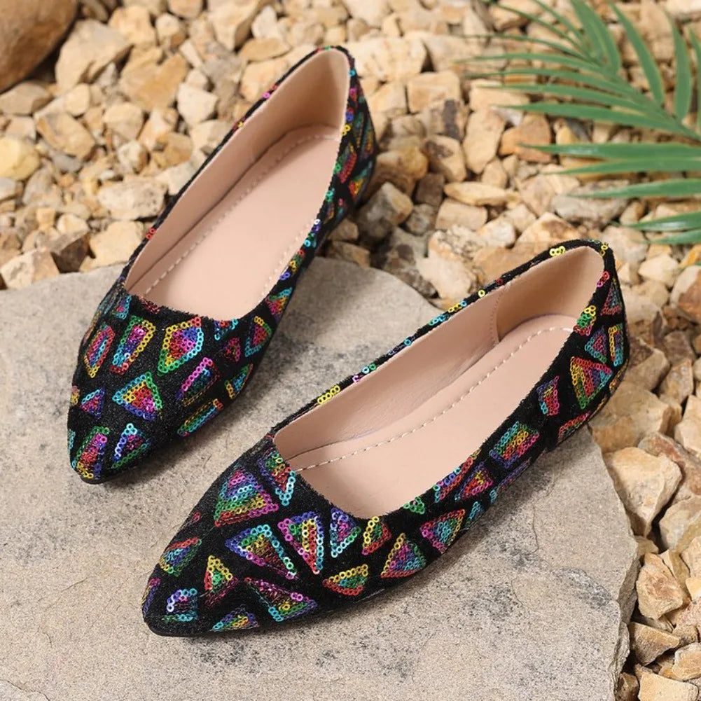 Women's Pointed Toe Ballet Flats – Slip-On Loafers Sizes 33–45