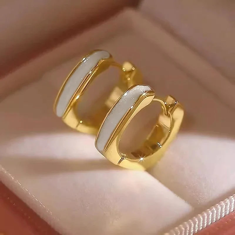 Huitan Enamel Hoop Earrings – Women's Trendy Fashion Jewelry