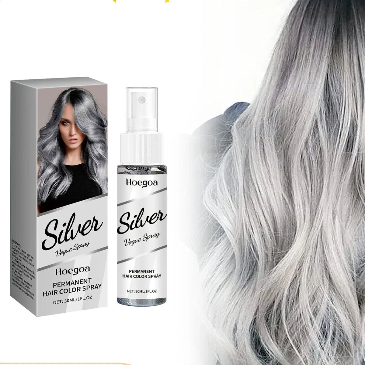 HOEGOA Silver Gray Hair Dye Spray | Nourishing Grandma Grey