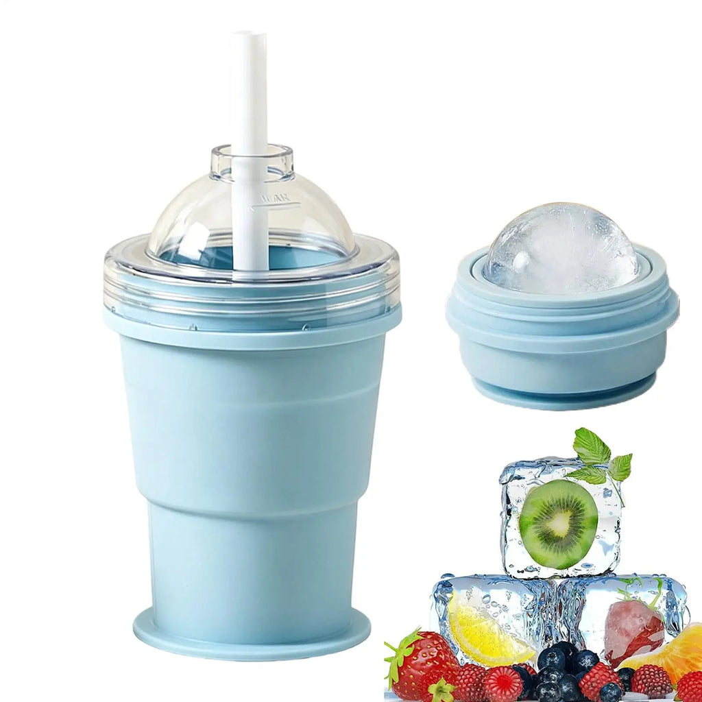 2-in-1 Foldable Silicone Ice Ball Maker Cup | Portable Mold