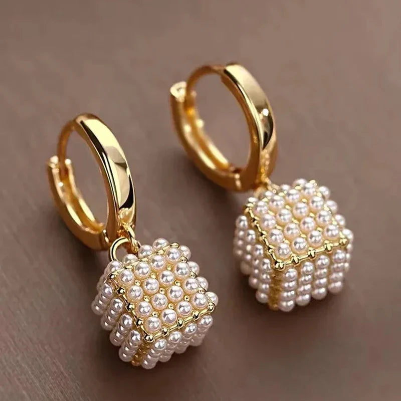 Huitan Imitation Pearl Drop Earrings – Elegant Women's Fashion