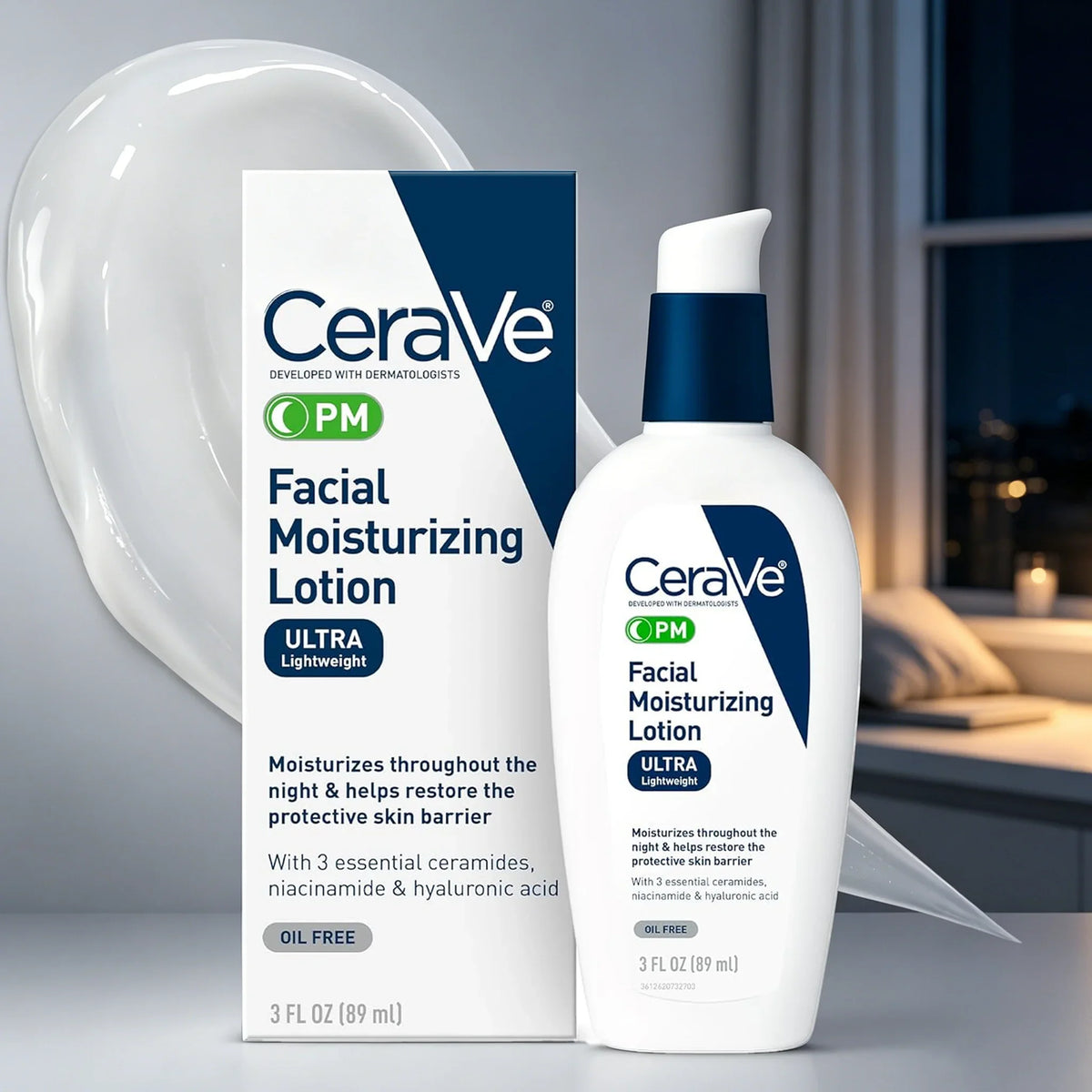 CeraVe PM Night Moisturizer – Hyaluronic Acid & Ceramides 3oz